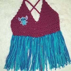 Stitch Crochet yarn fringe top